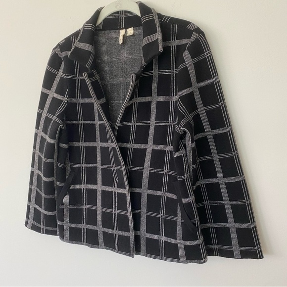 Moth by Anthropologie Windowpane Knit Sweater Blazer Black White S Office Career - Picture 5 of 14